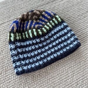 GAP Blue Green Wool Blend Knit Beanie Winter Hat One Size Unisex